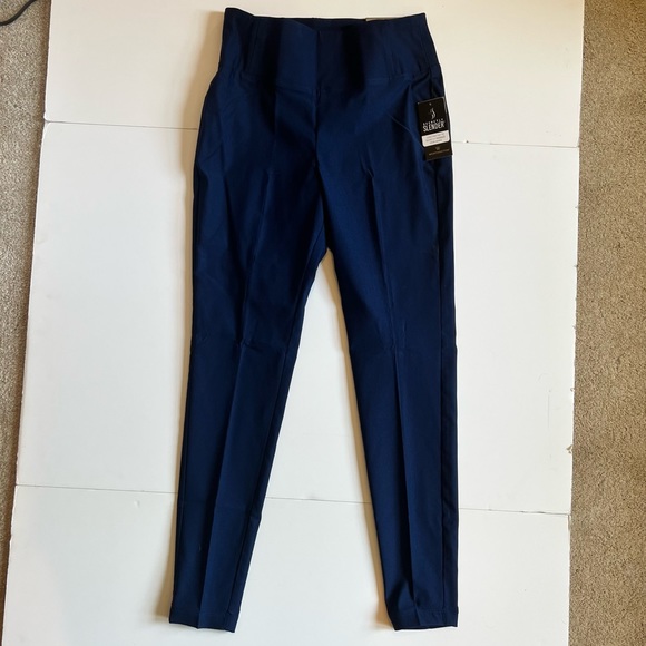 NEW SIZE 8 SUDDENLY SLENDER STUNNING BLUE SHEEN DRESS/CASUAL PULL ON PANTS - Picture 2 of 3